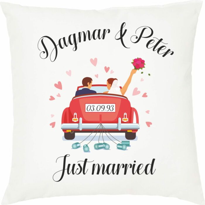 JustMarried-min Fotokissen 40x40 mit Text – Bild 4