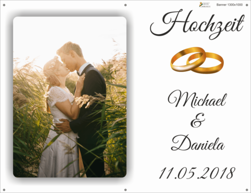 Banner zur Hochzeit Glückwünsche im Großformat