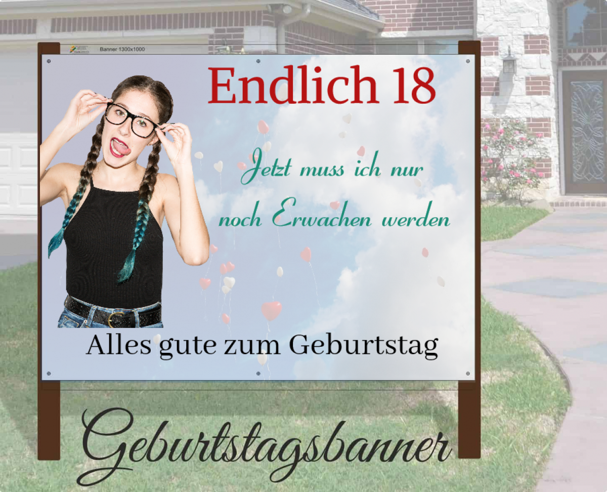 Zum Geburtstag ein Plakat aufhängen FolienArbeiter