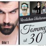Geburtstagsbanner mit 4 Bildern und Wunschtext
