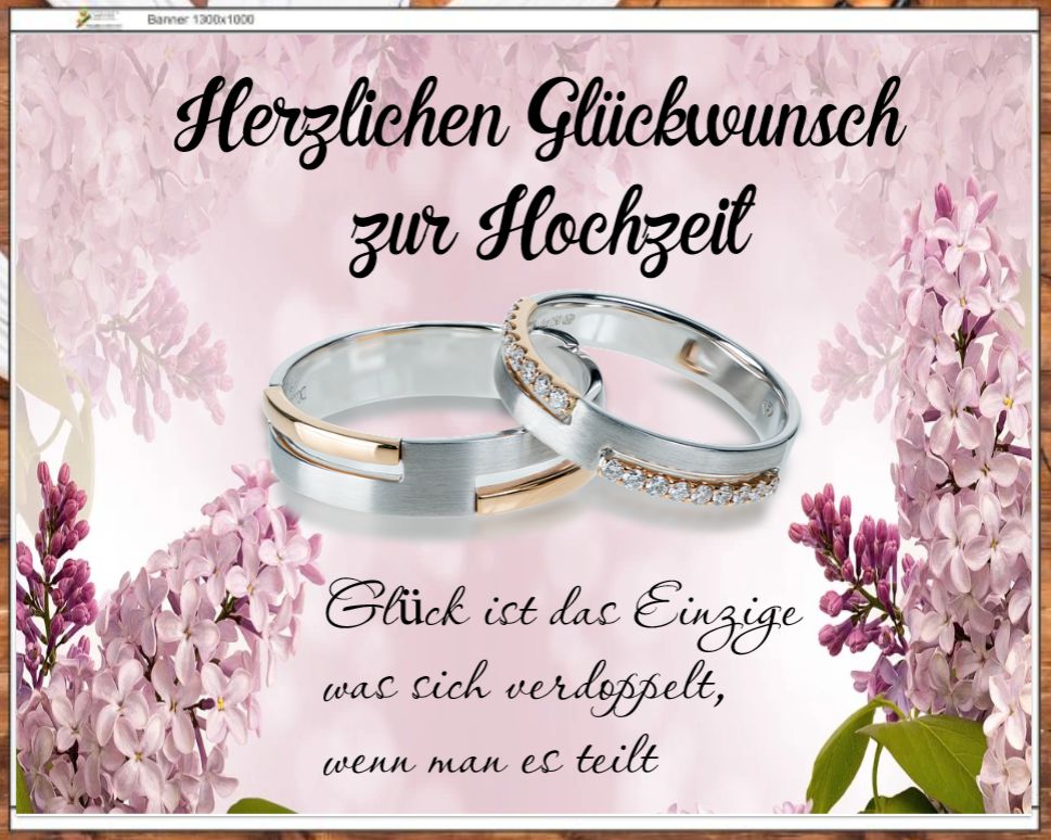 Hochzeitsbanner-Ringe-Blumen-Spruch