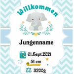 Geburtstagsbanner Baby Junge Elefant