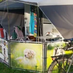 Camping Hundezaun 5 m – Freistehend & faltbar ohne Erdspieße | LMG