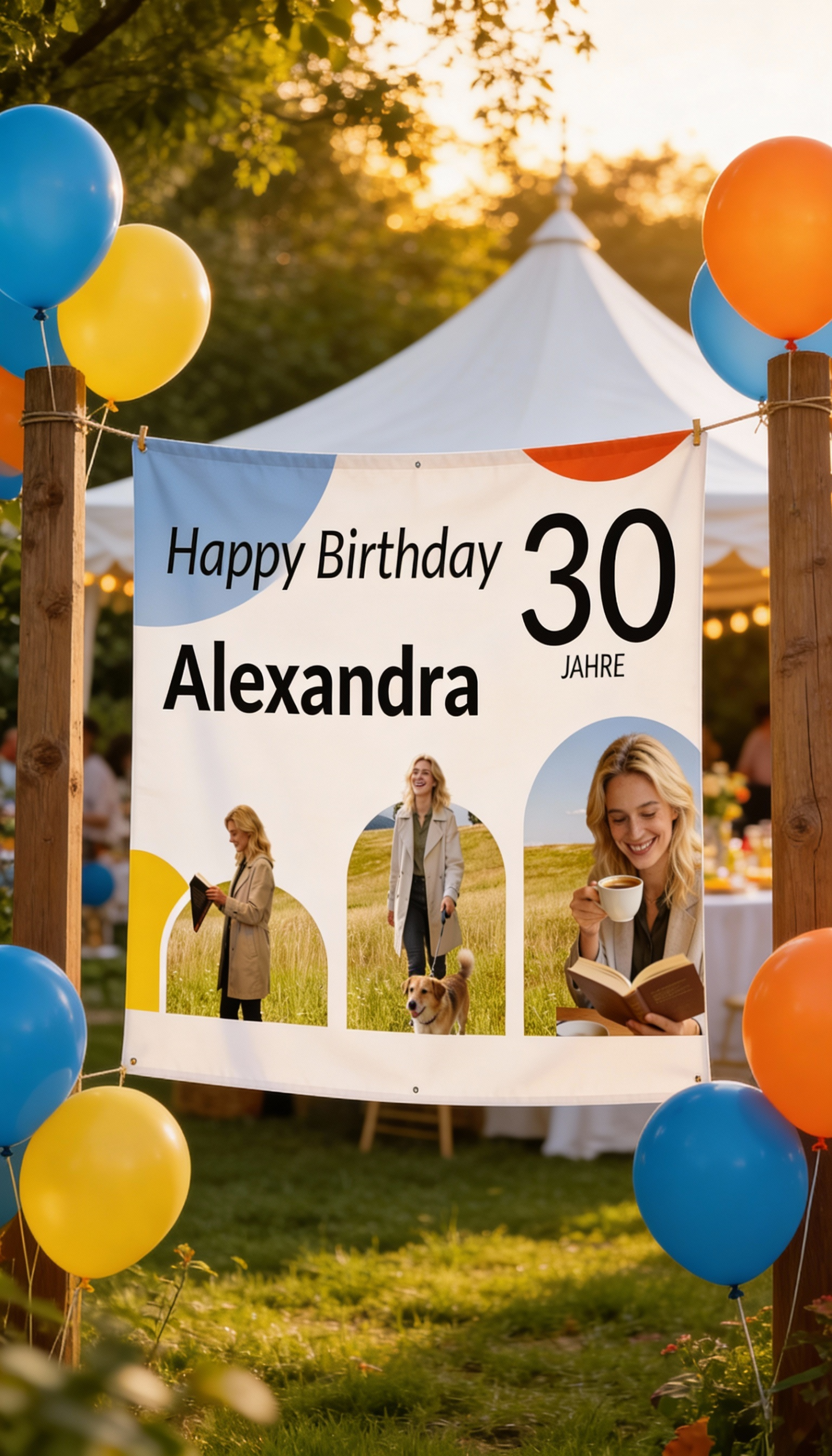 FÄRGKREIS Geburtstagsbanner – personalisierbar mit Foto & Name – Produktbild groß