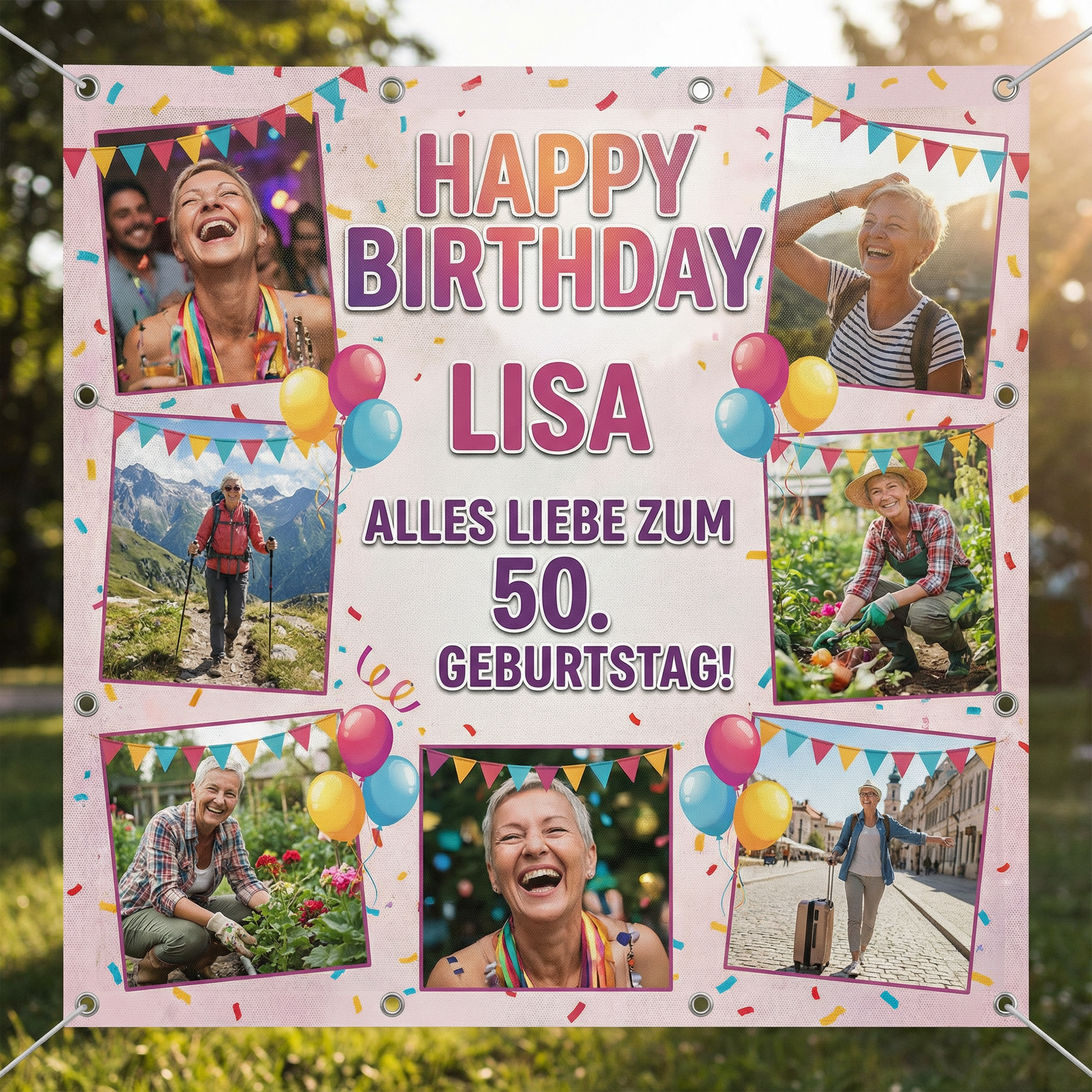 Zum Geburtstag ein Plakat aufhängen 12 Geburtstagsbanner Picknick-Collage, personalisierbar online