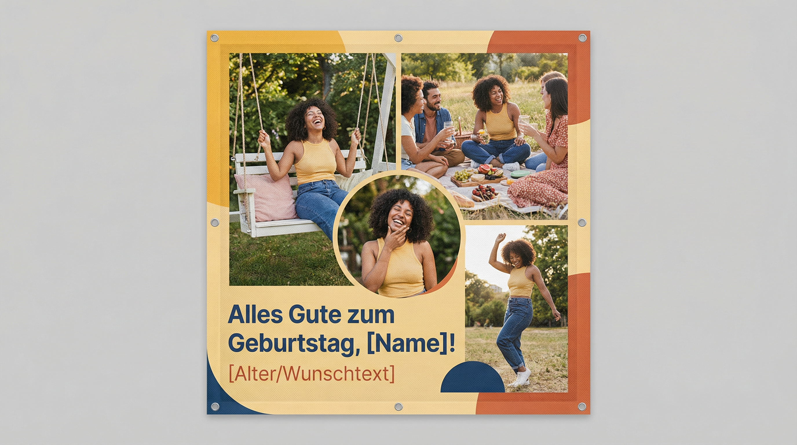 Zum Geburtstag ein Plakat aufhängen 7 Geburtstagsbanner Picknick Collage mit Freunden personalisierbar