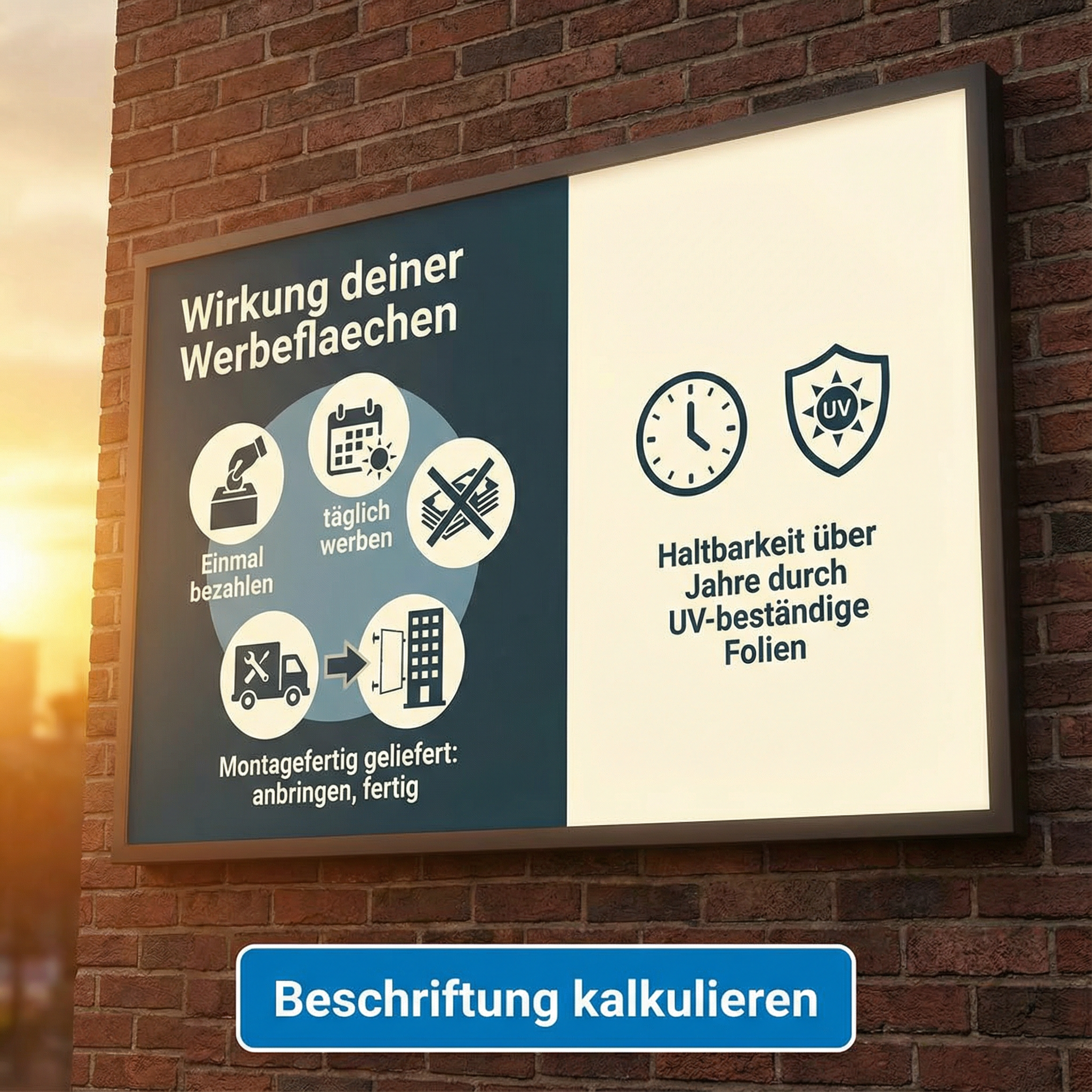 Praegnant gestaltete Beschriftung