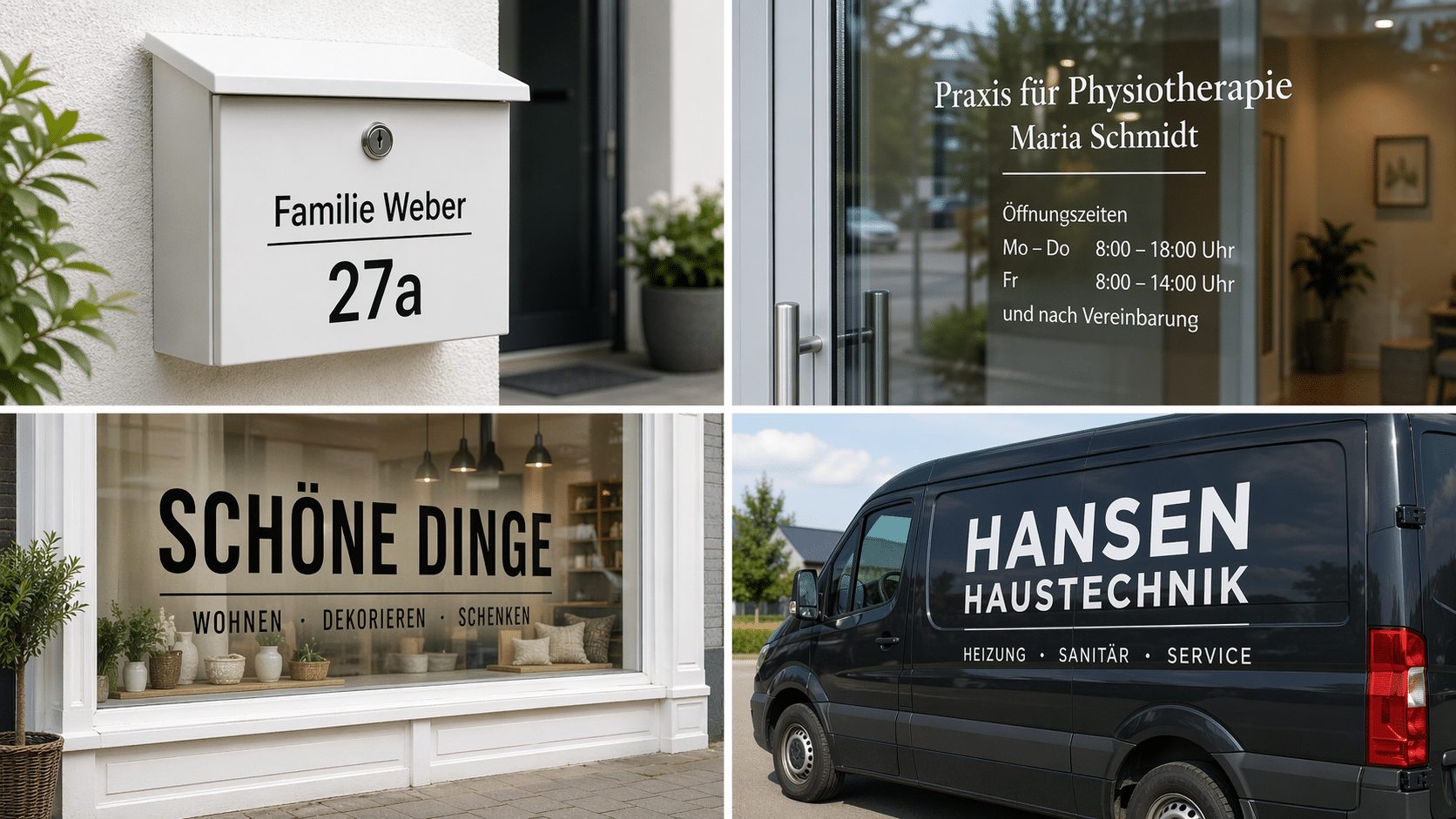 Anwendungsbeispiele Klebebuchstaben