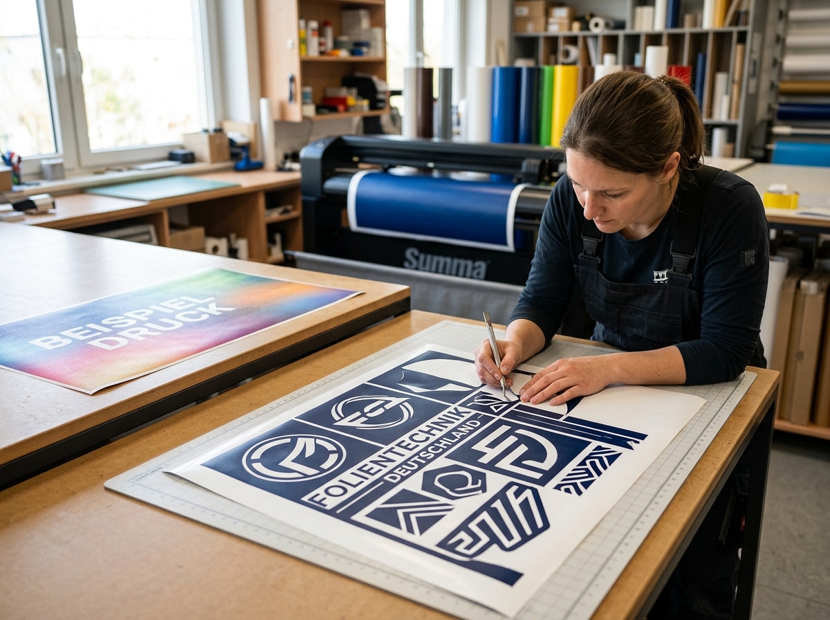 Beitragsbild zu Folienplot: geplottete Folienbuchstaben im Vergleich zu einem Digitaldruck-Aufkleber