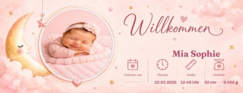 Babybanner Mädchen — Mond Rosé