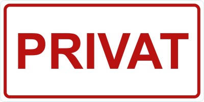 Privat-Türschild-Aufkleber-weiß-rot