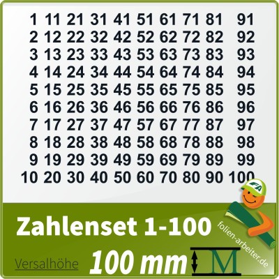 Klebezahlen-Set -1-100 - 100mm