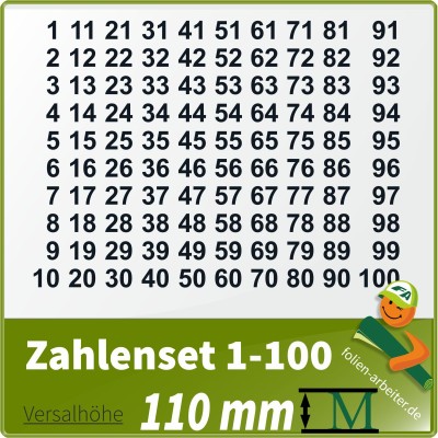 Klebezahlen-Set -1-100 - 110mm