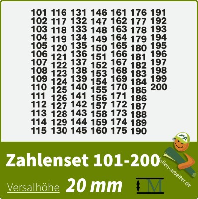 Klebezahlen-Set -101-200-20mm