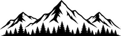 Wohnmobil-Aufkleber Bergpanorama mit Wald-Silhouette