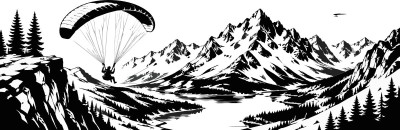 Wohnmobil-Aufkleber Gleitschirmflieger vor Bergpanorama
