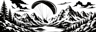 Wohnmobil-Aufkleber Paraglider über Alpenlandschaft