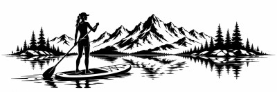 Wohnmobil-Aufkleber SUP-Paddlerin am Bergsee