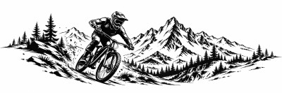 Wohnmobil-Aufkleber Mountainbiker in Action am Berghang