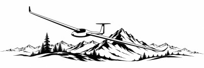 Wohnmobil-Aufkleber Segelflieger im Flug über Bergpanorama