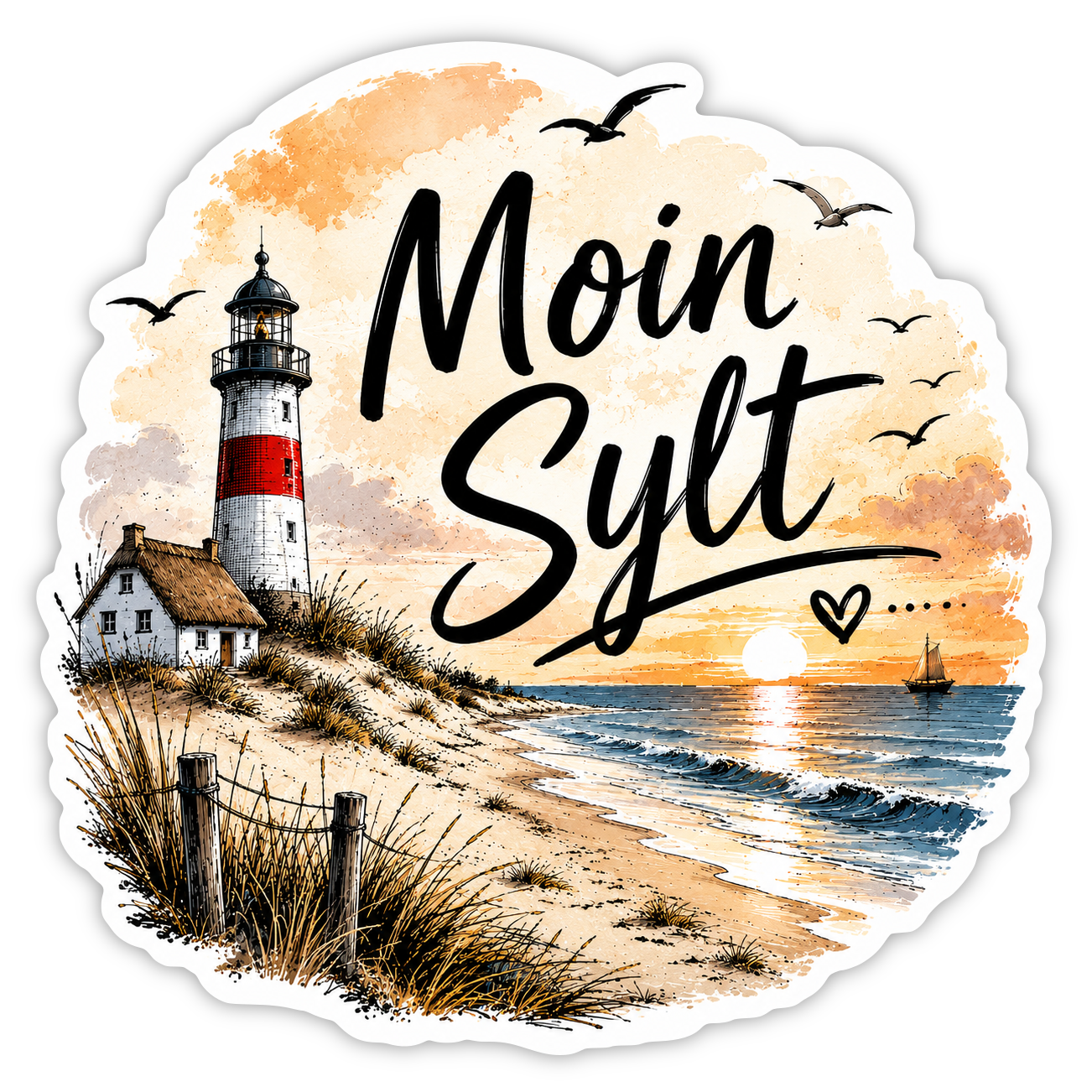 Moin Sylt Aufkleber – Insel, wetterfest (Auto)
