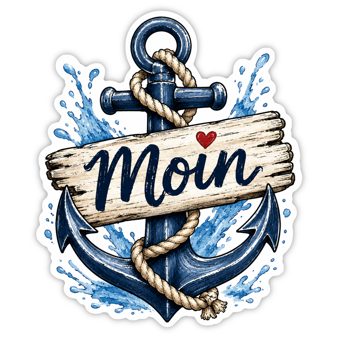 Moin Anker Aufkleber – maritim, wetterfest (Auto)