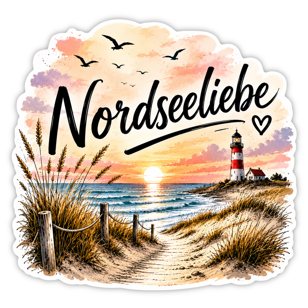 Nordseeliebe Aufkleber – wetterfest (Auto, Camper)