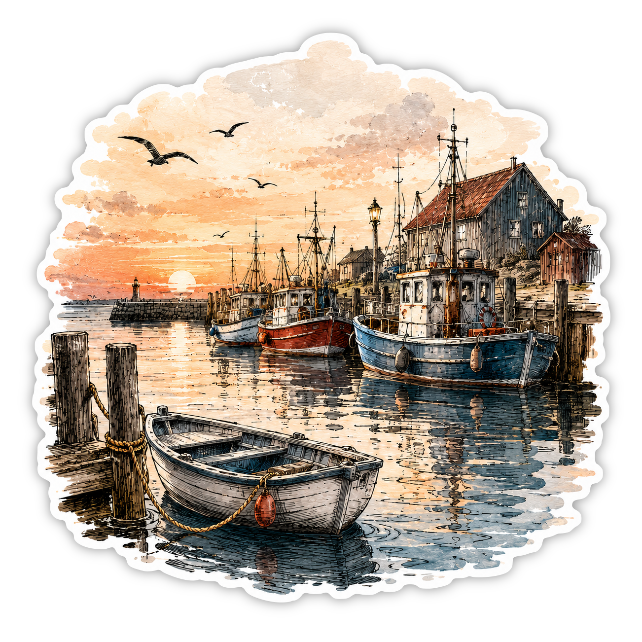 Maritim Hafen Aufkleber – Heimathafen-Motiv