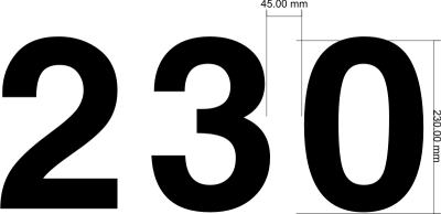 Segelnummer 230mm Font Helvetica