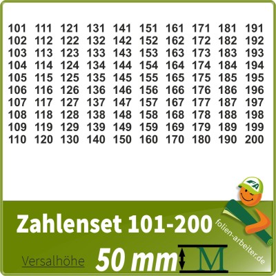 Klebezahlen-Set -101-200-50mm