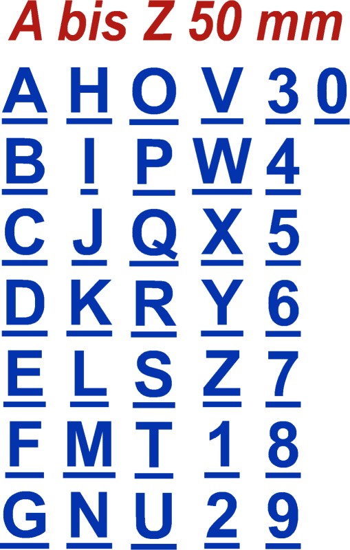 Zahlen - Buchstaben - Aufkleber 1,5cm hoch Klebebuchstaben Farben in  Glanz/Matt