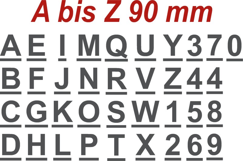 Buchstaben schwarz auf weiß 80 mm hoch wetterfest als Aufkleber  Klebebuchstaben Detailansicht 