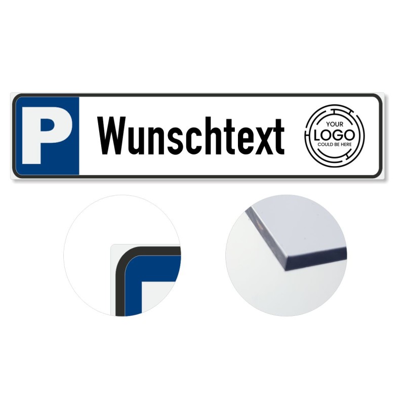 Parkplatzschild mit Logo Selbst gestalten 500x115mm