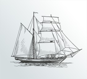 2-Master Segelschiff (Aufkleber für Wohnwagen | Wohnmobile)