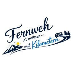 Spruch-Aufkleber Fernweh ist heilbar – mit Kilometern (Berg & Camper)