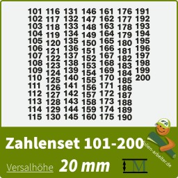 Klebezahlen-Set -101-200-20mm
