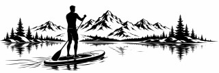 Wohnmobil-Aufkleber SUP-Paddler am Bergsee