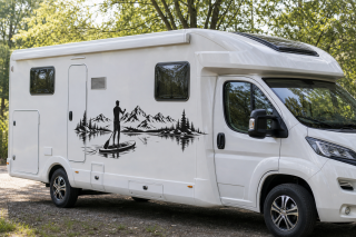 Wohnmobil-Aufkleber SUP-Paddler am Bergsee