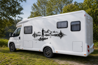 Wohnmobil-Aufkleber SUP-Paddler am Bergsee