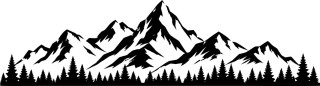 Wohnmobil-Aufkleber Alpenpanorama mit Tannenwald