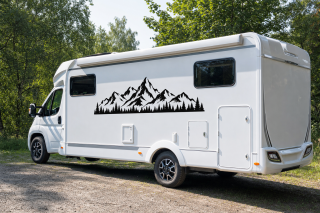 Wohnmobil-Aufkleber Alpenpanorama mit Tannenwald