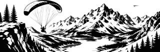 Wohnmobil-Aufkleber Gleitschirmflieger vor Bergpanorama