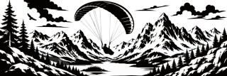 Wohnmobil-Aufkleber Paraglider über Alpenlandschaft