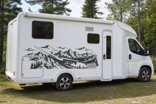 Wohnmobil-Aufkleber Segelflugzeug über Bergpanorama