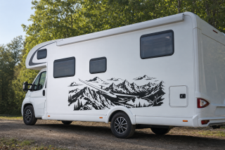 Wohnmobil-Aufkleber Segelflugzeug über Bergpanorama