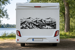 Wohnmobil-Aufkleber Segelflugzeug über Bergpanorama