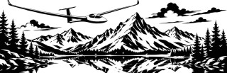 Wohnmobil-Aufkleber Segelflugzeug über Bergsee und Alpen