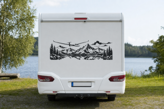 Wohnmobil-Aufkleber Segelflugzeug über Bergsee und Alpen