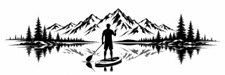 Wohnmobil-Aufkleber SUP-Paddler vor Bergpanorama