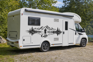Wohnmobil-Aufkleber SUP-Paddler vor Bergpanorama